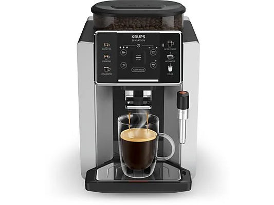 Cafetera superautomática - Krups Sensation C90 EA910E10, 1450 W, 15 bar, 1.7 L, 6 programas, 2 tazas, Barista Inside Technology, Autolimpieza, Plata