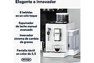 Cafetera superautomática - De'Longhi Rivelia EXAM440.35.W, Molinillo integrado, Espumador leche, Táctil, 4 perfiles, 8 recetas, 19bar, 1450W, Blanco