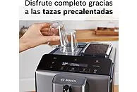 Cafetera superautomática - Bosch TIE20504, 15 bar, 1300 W, 2 tazas, SensoFlow System, OneTouch, Diamond titanium metallic