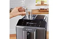 Cafetera superautomática - Bosch TIE20504, 15 bar, 1300 W, 2 tazas, SensoFlow System, OneTouch, Diamond titanium metallic