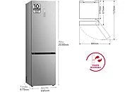 Frigorífico combi - LG GBV5250CPY, Total No Frost, 203 cm, 387 L, DoorCooling+™, FRESHConverter™, Inox antihuellas